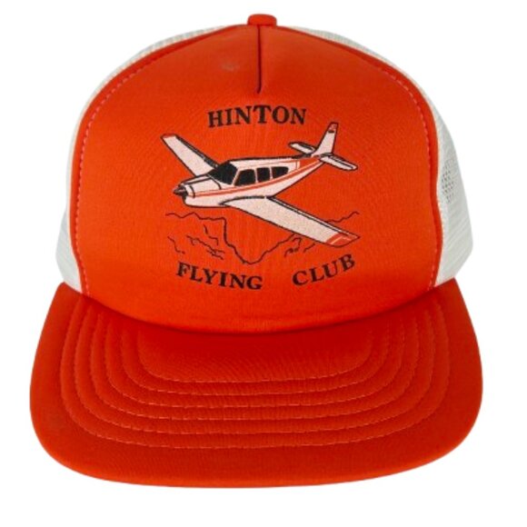 Vintage 80s Hinton Flying Club Trucker Hat Hinton Alberta Aviation Classic Cap - Picture 1 of 10